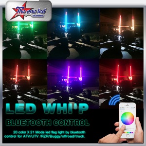 China Wholesale Factory Price 4FT 5FT 6FT Bluetooth Controlled RGB LED Whips Light for ATV UTV Buggy